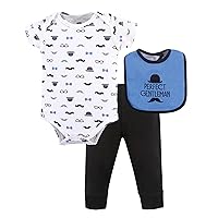 Hudson Baby Unisex Baby Cotton Bodysuit, Pant and Bib Set