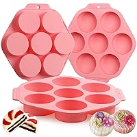 3Pcs Oreo Cookie Chocolate Silicone Mold, 7-Cavity Round Cylinder Oreo Chocolate Cover Molds for Candy, Silicone Baking Molds for Mini Cakes, Jelly