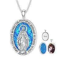 SOULMEET Personalized 10K 14K 18K Two Tone Gold Oval Blessed Virgin Mary Locket That Holds Pictures Christian The Mother of Jesus Locket Necklace Gift for Prayers Men Women