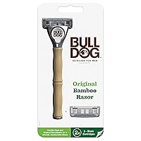 Bulldog Mens Skincare and Grooming Original Bamboo Razors for Men with a Natural Bamboo Razor Handle and 2 Razor Refills