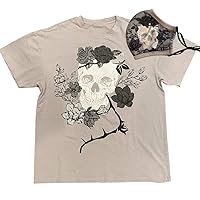 Skull & Roses Graphic Tee & Mask (Ex-Large) Grey