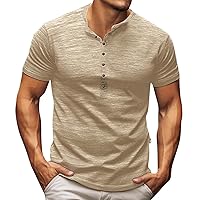 Mens Henley Shirts Short Sleeve T Shirt Fashion Casual Basic V Neck Tee Shirts Solid Color Summer Lighteight Blouse