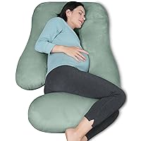 Pregnancy Pillows for Sleeping - U Shaped Full Body Maternity Pillow with Removable Cover - Support for Back, Legs, Belly, HIPS - 57 Inch Pregnancy Pillow for Women - Green