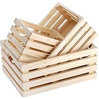 ZENFUN 3 Pack Wooden Nesting Crates with Handles, Decorative Hand Crafted Wood Box Nesting Crate Farmhouse Storage Basket Container for Display and Organization, Home Centerpieces