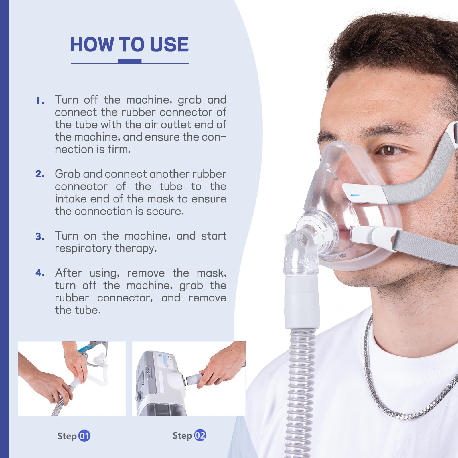 OMOTIYA CPAP Tube - 6-Foot Universal CPAP Tubing - FSA/HSA eligible-Compatible with Most Machines & Masks, 19mm CPAP Hose - 22mm connectors, Lightweight Flexible, Odor-Free, 1-Pack