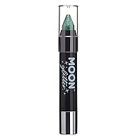 Holographic Glitter Paint Stick / Body Crayon makeup for the Face & Body by Moon Glitter - 0.12oz - Green