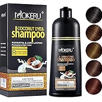 MOKERU Professional Argan COCONUT Oil Hair Dye Color Shampoo 500 ML: Instant Fast Acting Long Lasting for Gray Magic Colors in Minutes–Long (BLONDE BROWN)