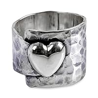 NOVICA Artisan Handcrafted .925 Sterling Silver Cocktail Ring Heart Theme Andean Peru Romantic 'Heartfelt Hug'