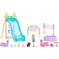 Polly Pocket Outdoor Toy with 3-inch Doll, Toy Cars & Playground Accessories, Sunshine Splash Park Playset