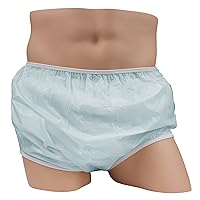 LeakMaster Adult Pull-On Vinyl Plastic Pants - Soft, Quiet and Form Fitting Incontinence Waterproof Diaper Covers for Adults - Blue, Large Fits 36-42 Inch Waist
