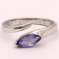 1.75 Ctw Natural Genuine Tanzanite Marques Shape 925 Sterling Silver Unique Ring