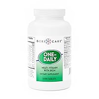 GeriCare One-Daily Multi-Vitamin with Iron Tablets, 1000 Count (Pack of 1)
