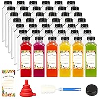 42pcs 16oz Plastic Juice Bottles with Caps, Refrigerator Juice Container with Lid, Reusable Container and Clear Beverage Bottle Can Hold Juice, Smoothies, Milk