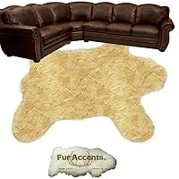Large Bear Skin Area Throw Rug - Luxury Soft Faux Fur - Available in 6 Colors - Ultra Suede Lining - Fur Accents Original - USA (8'x10', Tan)