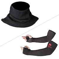 IMENORY [Upgrade Size Arm Protection Sleeves with Thumb Hole, Cut Resistance Welding Neck Protector, 100% Kevlar Neck Protection