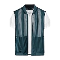 Flygo Men's Summer Casual Lightweight Breathable Mesh Cycling Travel Zip Vest