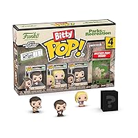 Funko Bitty Pop!: Parks and Recreation Mini Collectible Toys 4-Pack - Ron Swanson, Leslie Knope, Andy Dwyer, & Mystery Chase Figure (Styles May Vary)