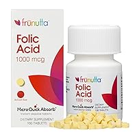 Frunutta Folic Acid Under The Tongue Instant Dissolve Tablets - 1000 mcg x 100 Tablets - Dietary Supplement - Non-GMO, Gluten Free