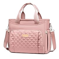 Lunch Bag for Women, Insulated Lunch Box Tote Bag for Work, Extra Large Wide Open Leak Proof Cooler Bag with Shoulder Strap & Side Pockets for Picnic Hiking Beach, Pink