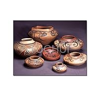 TUGHUI Vintage African Pottery Southwest Porcelain African Pottery Pot Poster4 Canvas Painting Wall Art Poster for Bedroom Living Room Decor 8x10inch(20x26cm) Frame-style