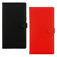 Car Registration and Insurance Holder, 2 Pack Leather Vehicle Glove Box Organizer with Magnetic Shut for Document, Cards, Driver License, Black and Red Bundle