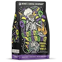 Bones Coffee Company Bananas Foster Flavored Whole Coffee Beans Banana Rum & Vanilla Flavor | 12 oz Flavored Coffee Gifts Low Acid Medium Roast Flavored Coffee Beverages (Whole Bean)
