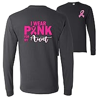 I Wear Pink for My Aunt Survivor Breast Cancer Awareness Front&Back Mens Long Sleeves