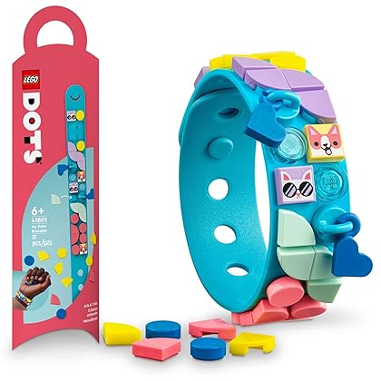 Lego DOTS My Pets Bracelet 41801, Jewelry Making Kit for Girls and Boys, DIY Creative Toy Craft Set, Animal Kitty and Corgi Accessories, Small Gift