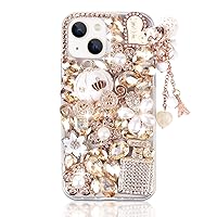 for iPhone 15 Bling Glitter Case, Luxury Shiny Diamond Crystal Rhinestone Champagne Pumpkin Car Handmade Clear Protective Case Cover for iPhone 15