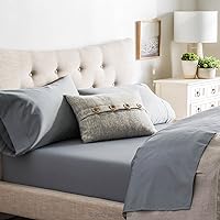 Cotton Blend Sheet Set - Wrinkle Resistant - Rich Cotton Look and Feel - Easy Care Fabric - Hypoallergenic - Split California King - Slate, Split Cal King
