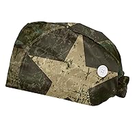 2PCS Working Hats for Men Military Army Wings American Flag Adjustable Women Work Caps Bouffant Hats with Sweatband