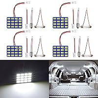 Car Interior LED Lights Accessories with 194 168 T10 / BA9S / DE3175 6418 211-2 578 Festoon Adapters, 48-SMD Panel Lamps for Dome Map Door Trunk Courtesy License Plate Lights (6000K White)