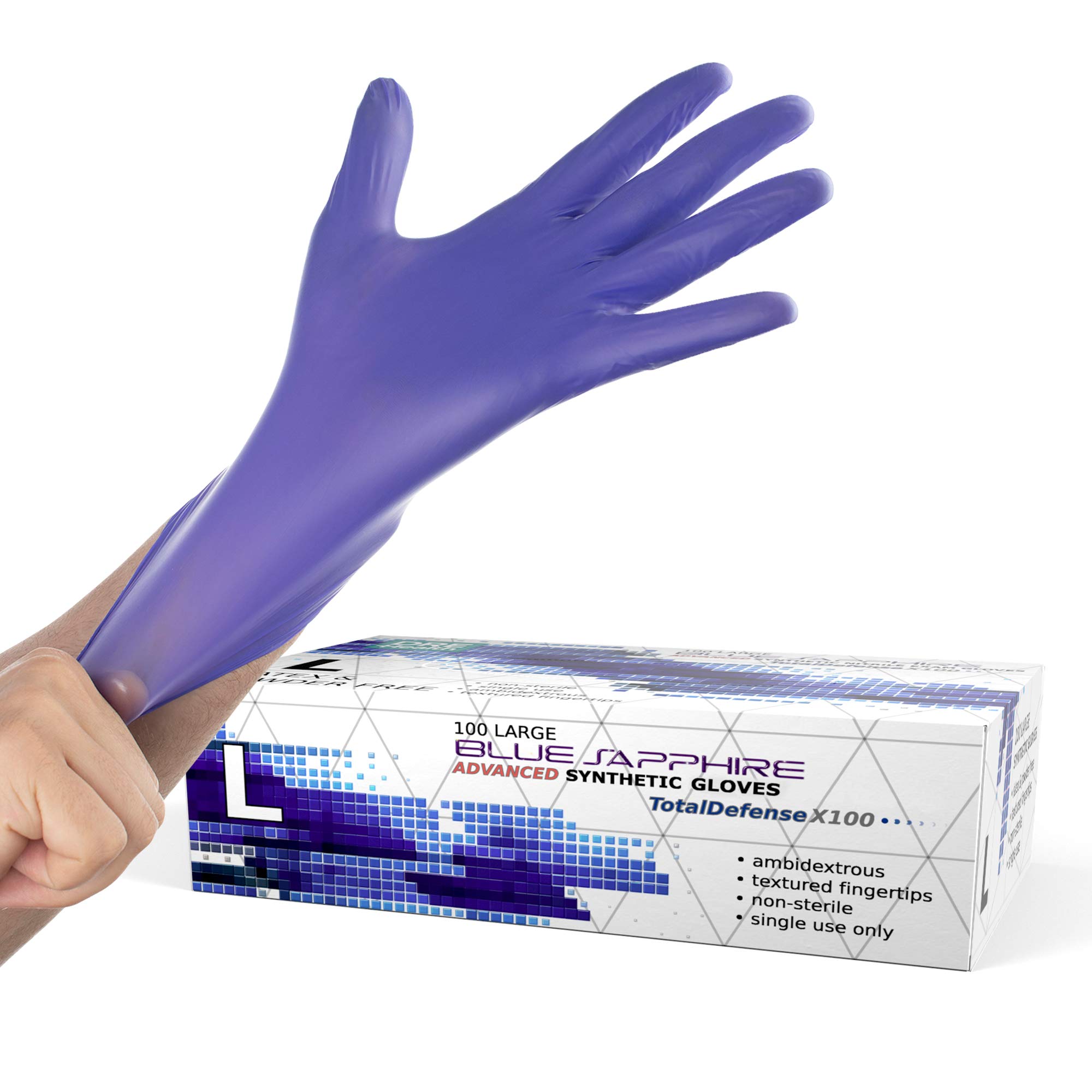 Dre Health Synthetic Nitrile Disposable Gloves Large -100 Pack -Latex Free Medical Gloves