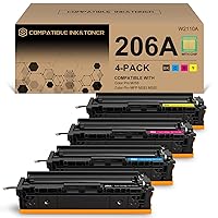 206A Toner Cartridges 4 Pack (with Chip) Works with HP Color Pro MFP M283fdw M283cdw, Pro M255dw M255nw, MFP M282nw M283 M282 M255 Printer | W2110A W2111A W2112A W2113A 206X W2110X