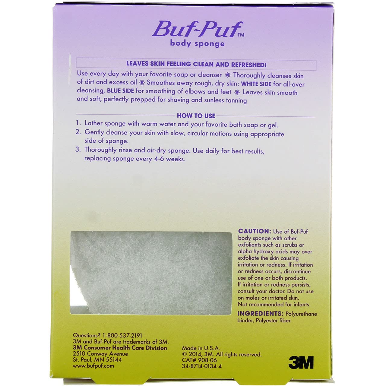 Buf, Puf Double, Sided Body Sponge (Quantity of 5)