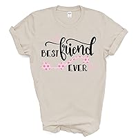 Best Friend Ever Shirt for Women Heart Print Short Sleeve Casual Friends Top Love Tee