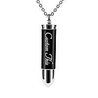 Fanery Sue Personalized Urn Necklace for Ashes Keepsake Custom Cremation Jewelry Memorial Bullet Cylinder Pendant Necklace