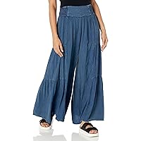 Angie Women's Smocked Waist Tiered Wide Leg Pants