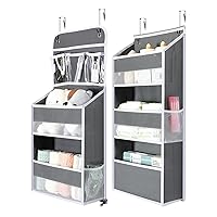 Yecaye 2 Pack 3 Tier Over Door Organizer - Zip Up to Get 1 Long 6 Shelf Toy Storage Organizer - Detachable Bathroom Organizers and Storage for Closet Nursery Baby Essentials Items