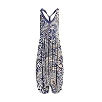 Plus Size Boho Overalls for Women Casual Summer Baggy Pants Loose Fit Jumpsuit Printed Women Jumpsuits