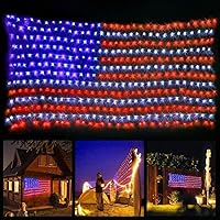 420 LED American Advanced Flag String Lights, Waterproof Led Flag Net Light of The United States for Yard,Garden Decoration, Festival, Holiday, Party Decoration,Christmas Decorations (Plug in Power)