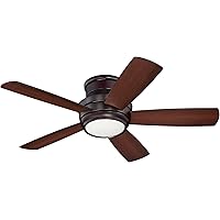 Craftmade Flush Mount Ceiling Fan with LED Light and Remote TMPH44OB5 Tempo 44 Inch Oiled Bronze, Hugger Fan