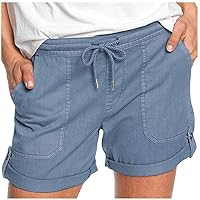 Women's Plus Size Summer Shorts Elastic Waist Drawstring Shorts Lightweight Baggy Shorts with Pockets Lounge Shorts