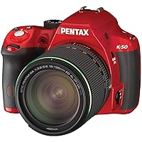 Pentax K-50 16MP Digital SLR Camera Kit with DA L 18-55mm WR f3.5-5.6 and 50-200mm WR Lenses (Red)