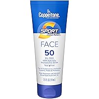 SPORT Sunscreen for Face, Zinc Oxide Mineral Face Sunscreen SPF 50, Oil Free Sunscreen, Travel Size Sunscreen, 2.5 Fl Oz Tube