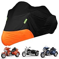 Waterproof Motorcycle Cover Replace for Harley Davidson Trike with Anti-Theft Lock Hole & Reflective Strips for Outdoor Rain Snow Protection