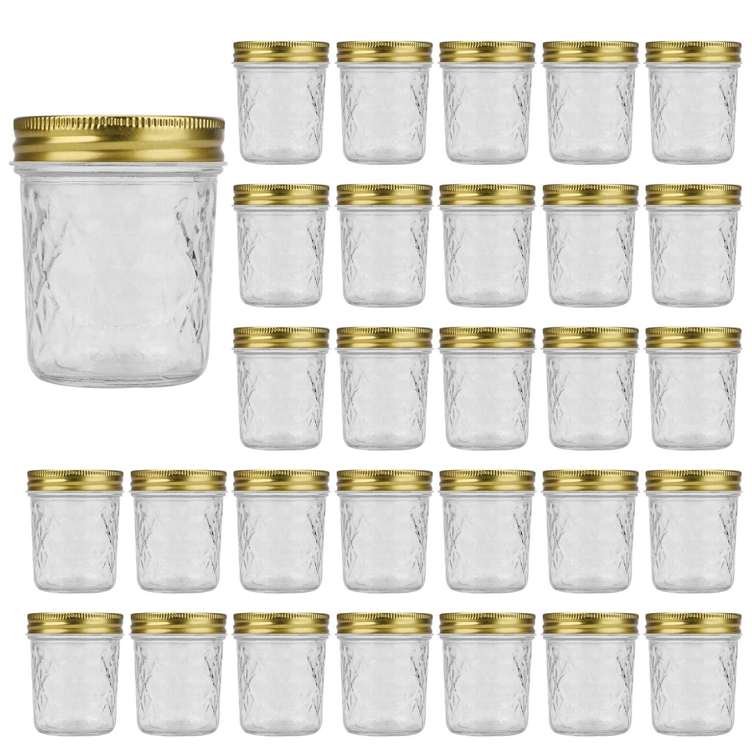 6 oz Glass Jars With Regular Lids,Mini Wide Mouth Mason Jars,Storage Jars Clear Small Canning Jars With Gold Lids,Canning Jars For Honey,Herbs,Jam,...