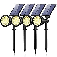 800 Lumens Solar Spot Lights Outdoor, 18 LEDs & IPX65 Waterproof, 2 Modes Solar Flood Lights Outdoor, Super Bright Solar Spotlight for Pathway, Yard, Pool, Tree, Pack of 4 (Warm White)