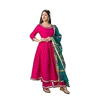 Women's Solid Cotton Casual Wear Lightweight and Comfortable Kurta with Dupatta Set (V_662)