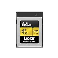Professional 64GB CFexpress Type B Memory Card, Up To 1750MB/s Read, Raw 4K Video Recording, Supports PCIe 3.0 and NVMe (LCFX10-64GCRBNA) Lexar Professional 64GB CFexpress Type B Memory Card, Up To 1750MB/s Read, Raw 4K Video Recording, Supports PCIe 3.0 and NVMe (LCFX10-64GCRBNA)